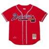 Chipper Jones Atlanta Braves Mitchell & Ness 2006 Cooperstown Collection Authentic Jersey - Red - Back View
