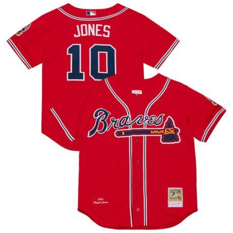 Chipper Jones Atlanta Braves Mitchell & Ness 2006 Cooperstown Collection Authentic Jersey - Red - Front View