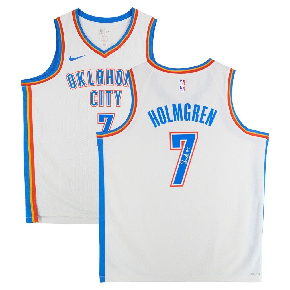 Chet Holmgren Oklahoma City Thunder Autographed Fashion7 Authentic White Nike Association Swingman Jersey