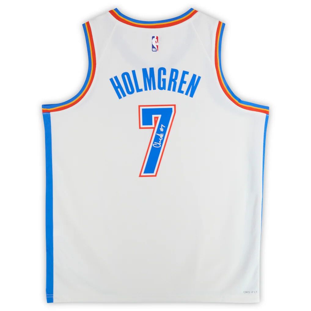 Chet Holmgren Oklahoma City Thunder Autographed Fashion7 Authentic White Nike Association Swingman Jersey