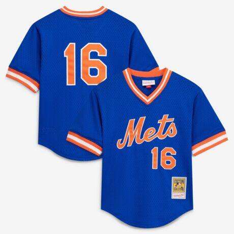 Mitchell & Ness Dwight Gooden New York Mets Youth Royal Mesh Batting Practice Jersey - - Front View