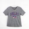 FC Dallas Gameday Couture Women's Relaxed Iconic Edge Rhinestone V-Neck T-Shirt - Gray - Front View