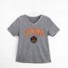 Houston Dynamo FC Gameday Couture Women's Relaxed Iconic Edge Rhinestone V-Neck T-Shirt - Gray - Front View