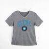 Charlotte FC Gameday Couture Women's Relaxed Iconic Edge Rhinestone V-Neck T-Shirt - Gray - Front View