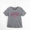 Colorado Rapids Gameday Couture Women's Relaxed Iconic Edge Rhinestone V-Neck T-Shirt - Gray - Front View