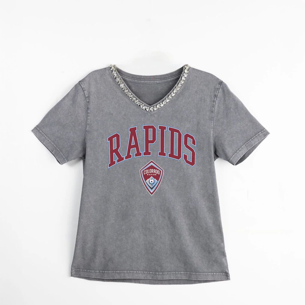 Colorado Rapids Gameday Couture Women's Relaxed Iconic Edge Rhinestone V-Neck T-Shirt