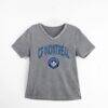 CF Montreal Gameday Couture Women's Relaxed Iconic Edge Rhinestone V-Neck T-Shirt - Gray - Front View