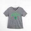 Seattle Sounders FC Gameday Couture Women's Relaxed Iconic Edge Rhinestone V-Neck T-Shirt - Gray - Front View