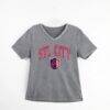 St. Louis CITY SC Gameday Couture Women's Relaxed Iconic Edge Rhinestone V-Neck T-Shirt - Gray - Front View