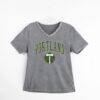 Portland Timbers Gameday Couture Women's Relaxed Iconic Edge Rhinestone V-Neck T-Shirt - Gray - Front View