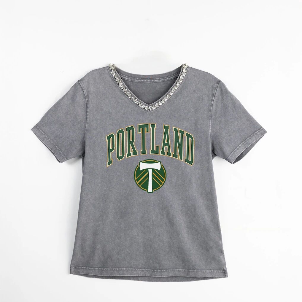 Portland Timbers Gameday Couture Women's Relaxed Iconic Edge Rhinestone V-Neck T-Shirt