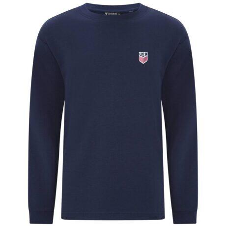 USMNT Levelwear Luxe Signature Long Sleeve T-Shirt - Navy - Front View