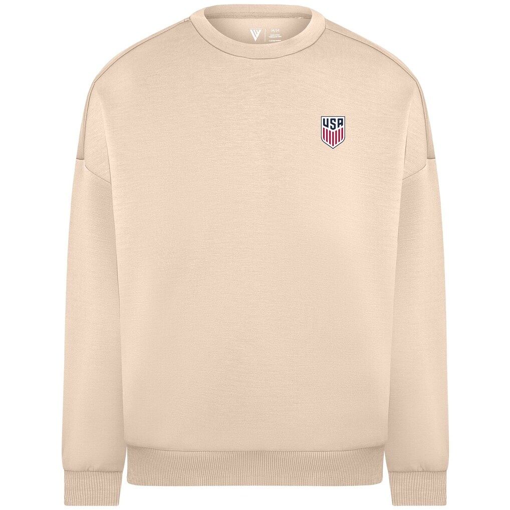 USMNT Levelwear Luxe Signature Tri-Blend Sweatshirt with 3-D Patch - Khaki