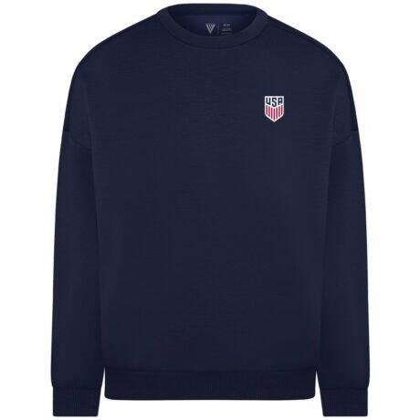 USMNT Levelwear Luxe Signature Tri-Blend Sweatshirt with 3-D Patch - Navy - Front View