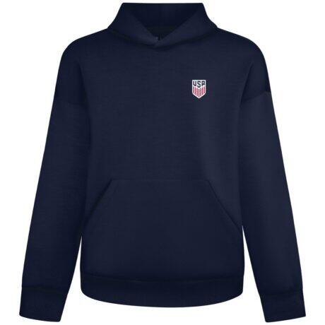 USMNT Levelwear Luxe Signature Tri-Blend Hoodie with 3-D Patch - Navy - Front View