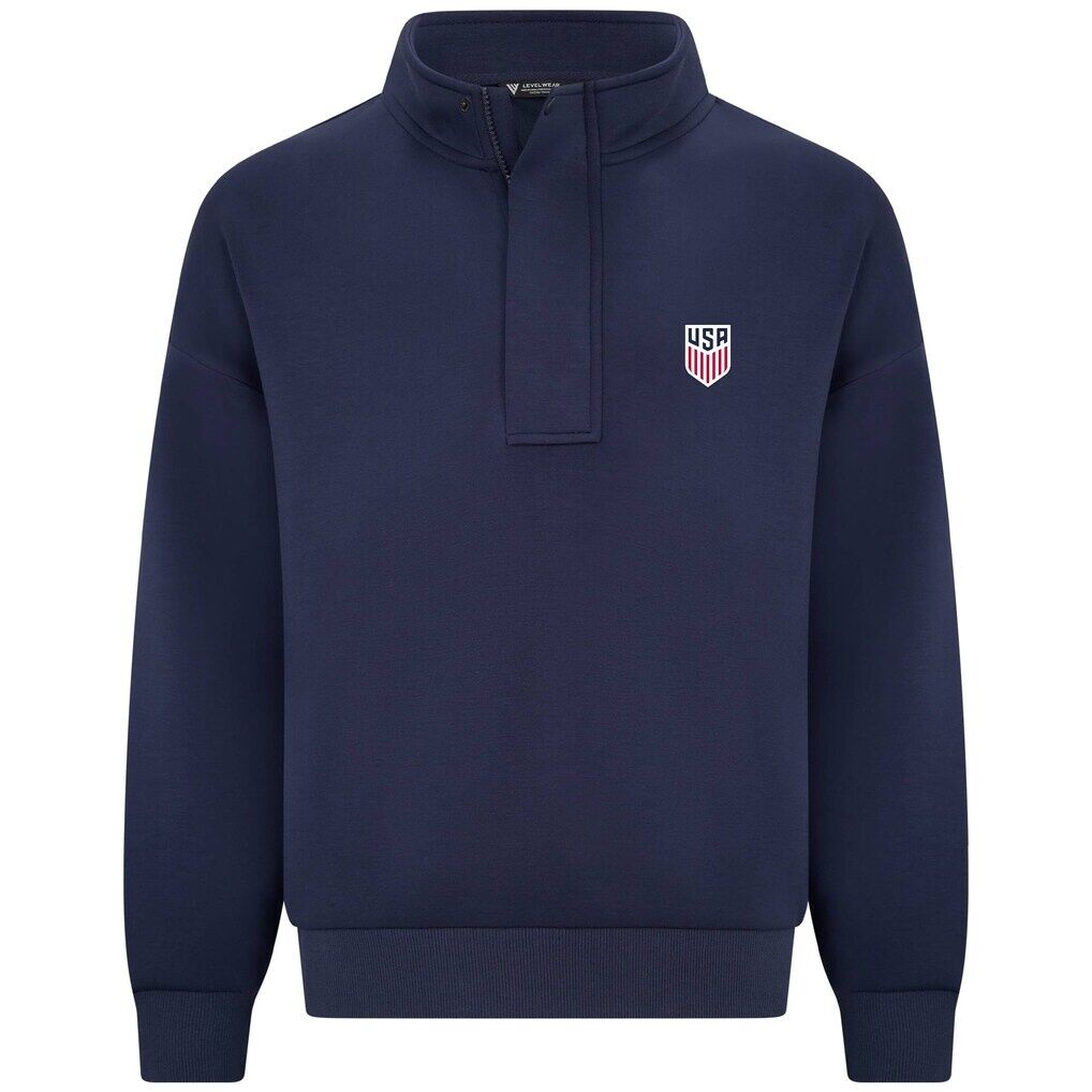 USMNT Levelwear Luxe Signature Stein Quarter-Zip Tri-Blend Sweatshirt with 3-D Patch