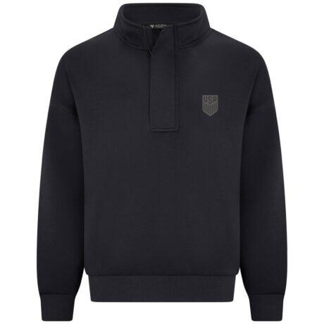 USMNT Levelwear Luxe Signature Stein Quarter-Zip Tri-Blend Sweatshirt - Black - Front View