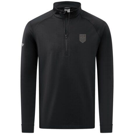 USMNT Levelwear Calibre Performance Quarter-Zip Raglan Sweatshirt - Black - Front View