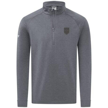 USMNT Levelwear Calibre Performance Quarter-Zip Raglan Sweatshirt - Gray - Front View