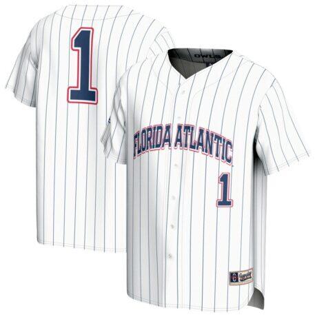 #1 Florida Atlantic Owls GameDay Greats Unisex Collegiate Baseball Fashion Jersey - White - Front View