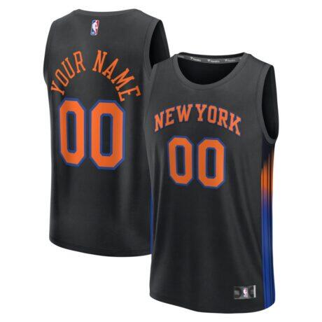 New York Knicks Fashion7 Youth Fast Break Custom Jersey - Black - Front View