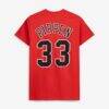 Scottie Pippen Chicago Bulls Mitchell & Ness Unisex Hardwood Classics Name & Number T-Shirt - Red - Detail View