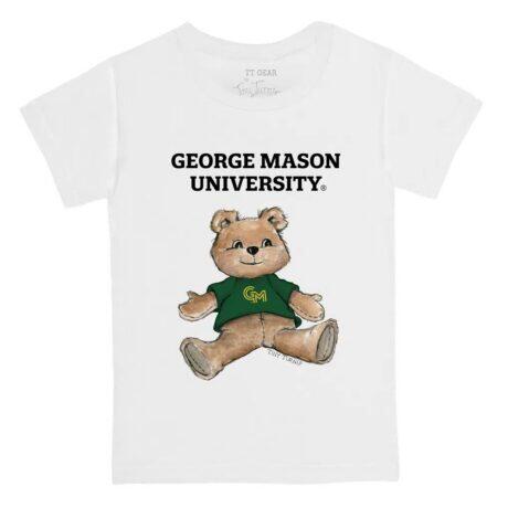 George Mason Patriots Tiny Turnip Toddler Teddy Bear T-Shirt - White - Front View