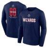Washington Wizards Center Court Name & Number Custom Long Sleeve T-Shirt - Navy - Front View