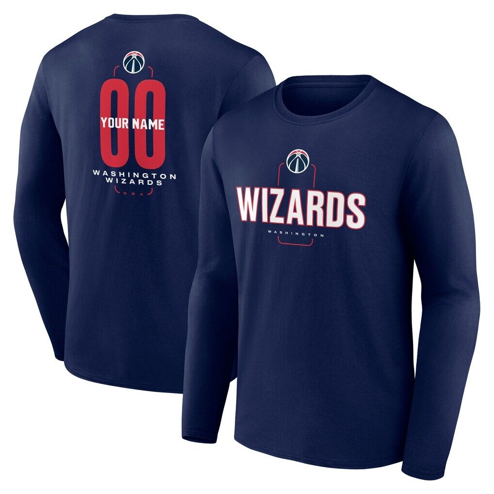 Washington Wizards Center Court Name & Number Custom Long Sleeve T-Shirt