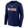 Washington Wizards Center Court Name & Number Custom Long Sleeve T-Shirt - Navy - Side View