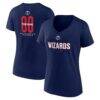 Washington Wizards Women's Center Court Name & Number Custom V-Neck T-Shirt - Navy - Front View