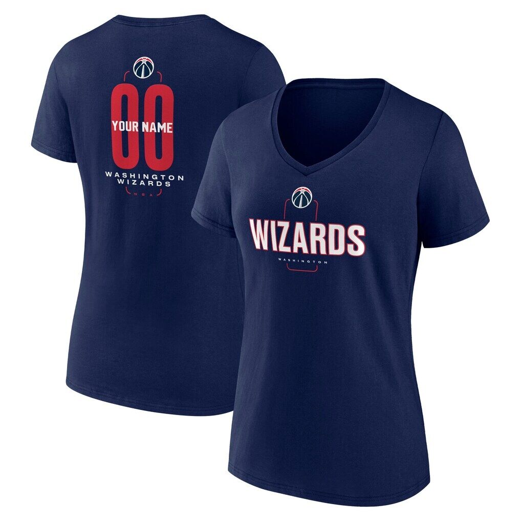 Washington Wizards Women's Center Court Name & Number Custom V-Neck T-Shirt