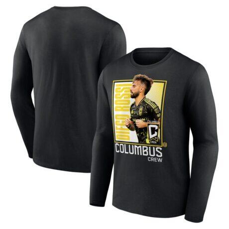 Diego Rossi Columbus Crew Fashion7 Player Program Long Sleeve T-Shirt - Black - Front View
