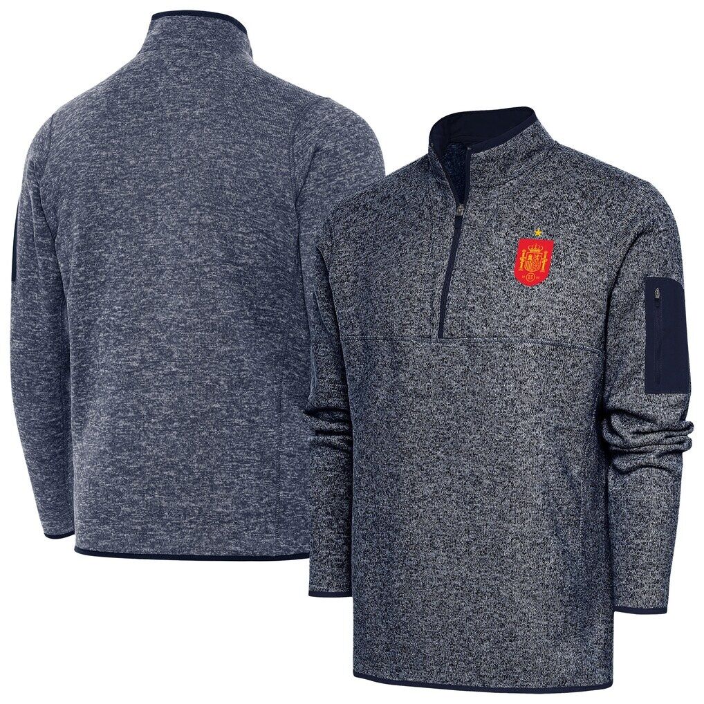 Spain National Team Antigua Elevate Quarter-Zip Pullover - Heather Navy