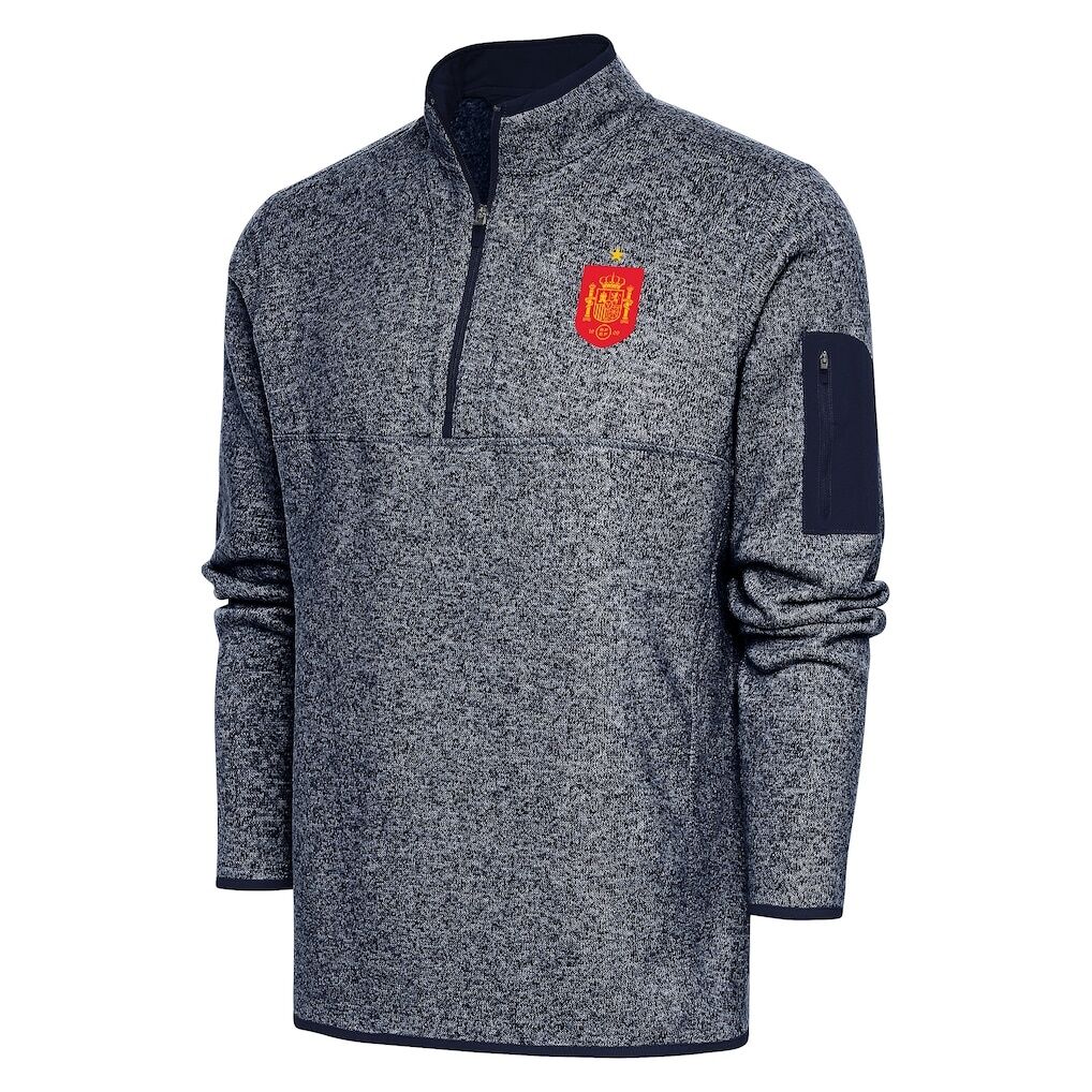 Spain National Team Antigua Elevate Quarter-Zip Pullover - Heather Navy