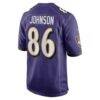 Cornelius Johnson Baltimore Ravens Nike Team Game Jersey - Purple - Detail View
