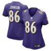 Cornelius Johnson Baltimore Ravens Nike Women's Team Game Jersey - Purple - Front View