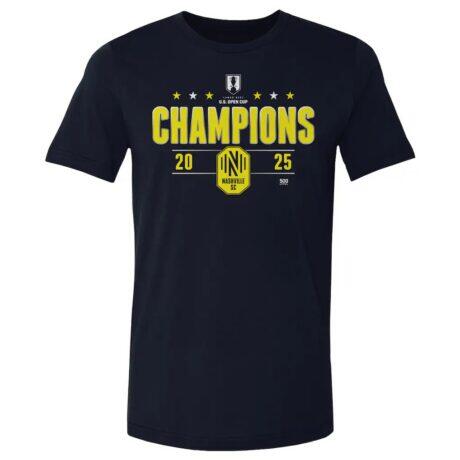 Nashville SC 500 Level 2025 Lamar Hunt U.S. Open Cup Champions T-Shirt - Navy - Front View