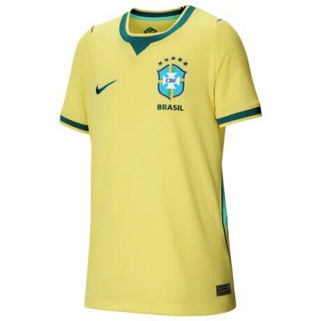 Brazil National Team Nike Youth 2026 Home Stadium Replica Jersey - Yellow - Detail View