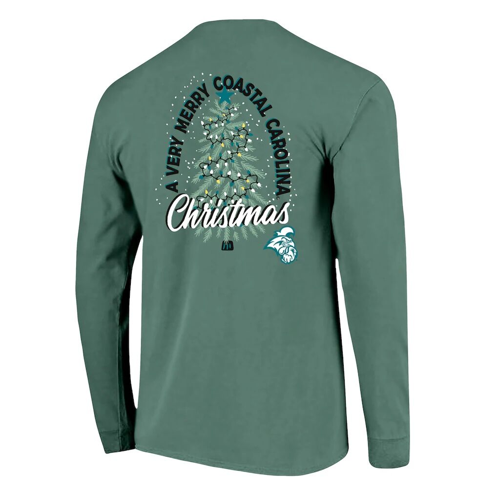 Coastal Carolina Chanticleers Image One Holiday Long Sleeve T-Shirt - Light Green