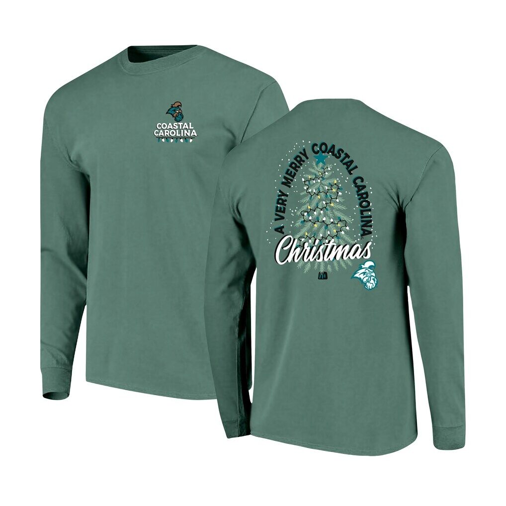 Coastal Carolina Chanticleers Image One Holiday Long Sleeve T-Shirt - Light Green