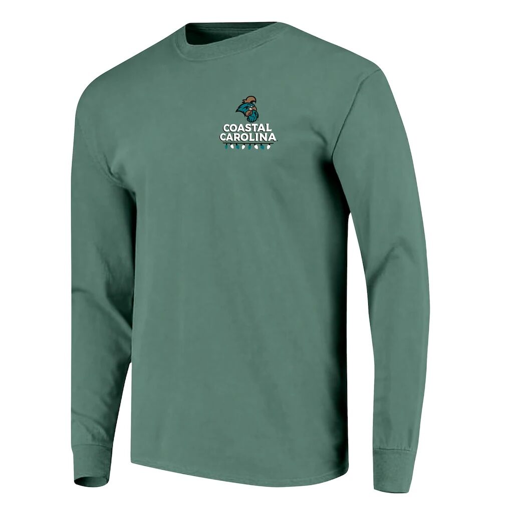 Coastal Carolina Chanticleers Image One Holiday Long Sleeve T-Shirt - Light Green