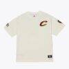 Cleveland Cavaliers Mitchell & Ness Hardwood Classics Chainstitch Premium T-Shirt - Cream - Front View