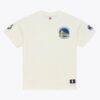 Golden State Warriors Mitchell & Ness Hardwood Classics Chainstitch Premium T-Shirt - Cream - Back View