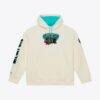 Memphis Grizzlies Mitchell & Ness Hardwood Classics Chainstitch Premium Fleece Hoodie - Cream - Front View