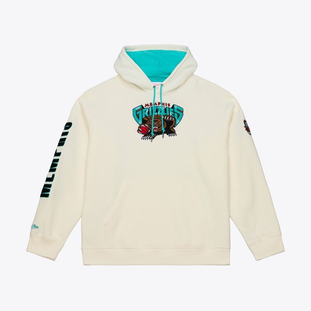 Memphis Grizzlies Mitchell & Ness Hardwood Classics Chainstitch Premium Fleece Hoodie