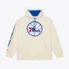 Philadelphia 76ers Mitchell & Ness Hardwood Classics Chainstitch Premium Fleece Hoodie - Cream - Front View