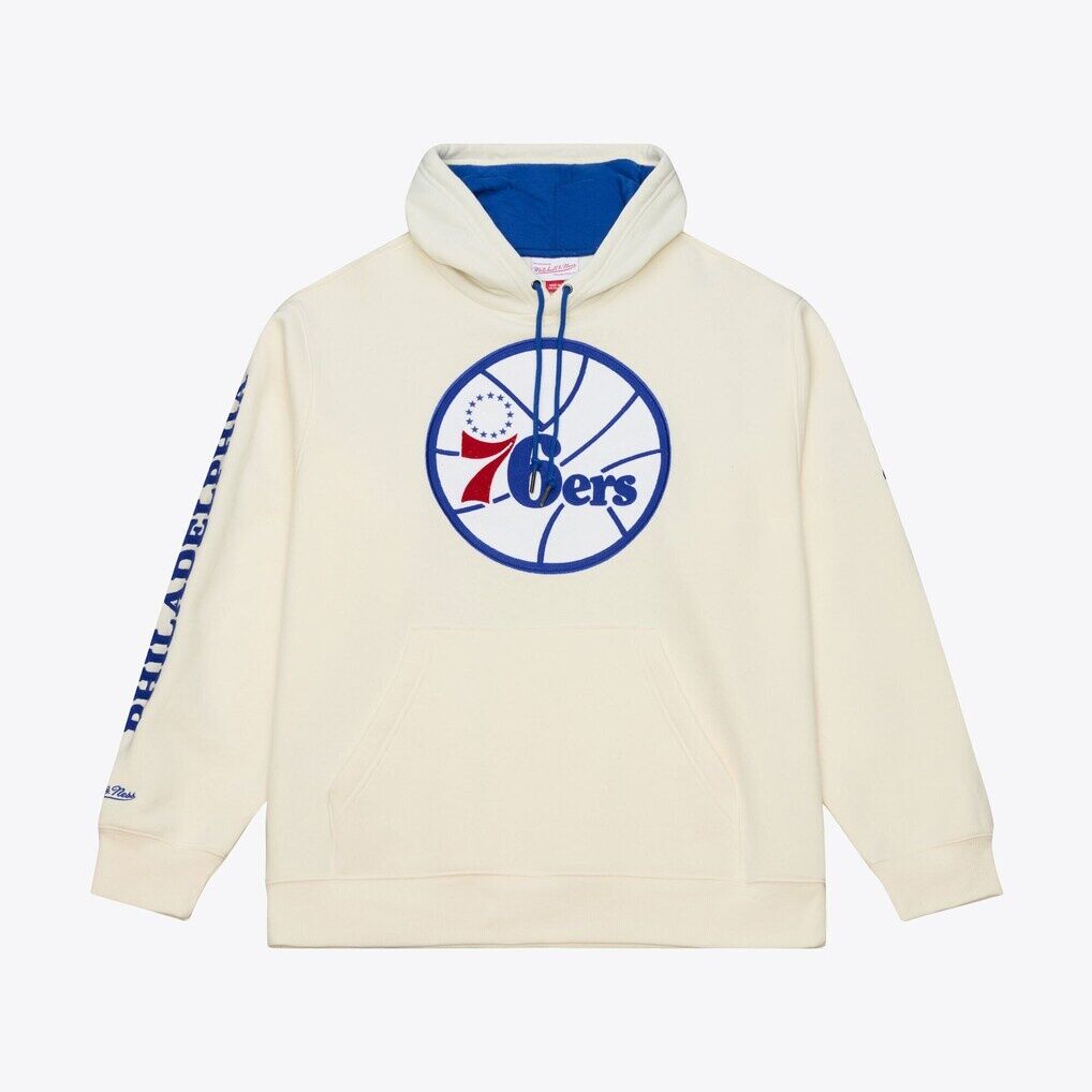 Philadelphia 76ers Mitchell & Ness Hardwood Classics Chainstitch Premium Fleece Hoodie