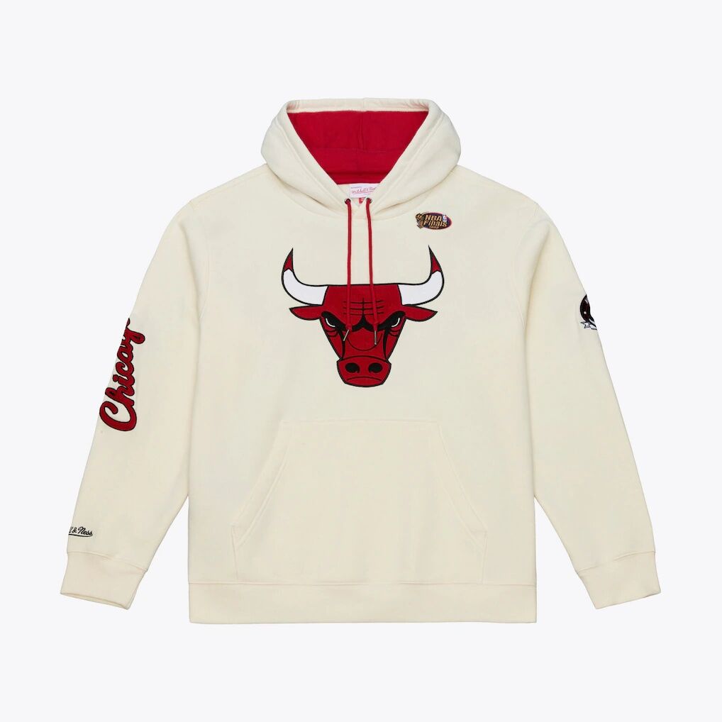 Chicago Bulls Mitchell & Ness Hardwood Classics Chainstitch Premium Fleece Hoodie