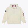 Chicago Bulls Mitchell & Ness Hardwood Classics Chainstitch Premium Fleece Hoodie - Cream - Side View
